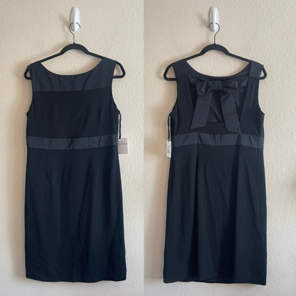 NWT Red Valentino Bow Back Mini LBD Black Wool Blend Dress Womens US Size 8